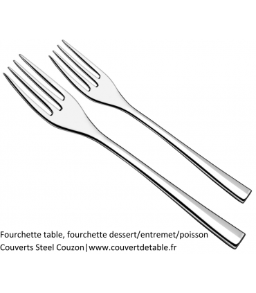 fourchette table, dessert couverts Steel 18/10 Couzon | www.couvertdetable.fr
