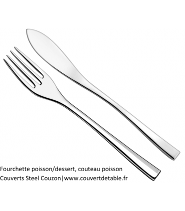 couteau poisson, fourchette poisson, couverts Steel 18/10 Couzon | www.couvertdetable.fr