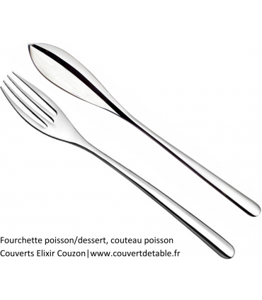 couteau poisson, fourchette poisson Elixir, couverts Couzon 18/10 | www.couvertdetable.fr