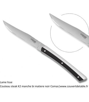 Couteau Steak K2, manche bi matière inox-nacrine | www.couvertdetable.fr