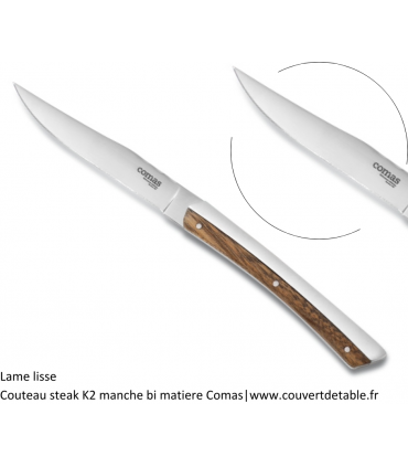 Couteau Steak K2, manche bi matiere inox-bois|www.couvertdetable.fr
