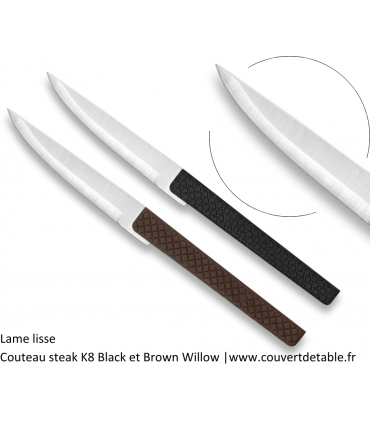 Couteaux steak K8 manche noir et marron Comas| www.couvertdetable.fr
