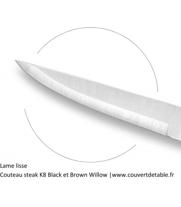 Couteaux steak K8 manche noir et marron Comas| www.couvertdetable.fr