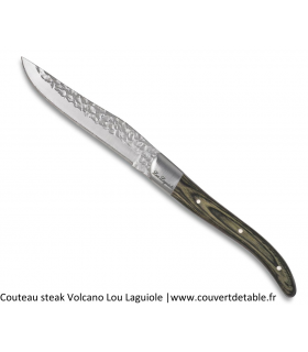 Couteau steak Volcano manche bois 3 rivets | www.couvertdetable.fr