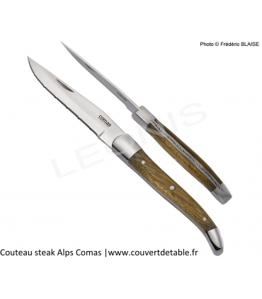 Couteau Steak Alps Aigle Royal, manche bois | www.couvertdetable.fr