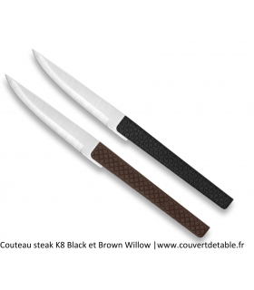 Couteaux steak K8 manche noir et marron Comas| www.couvertdetable.fr
