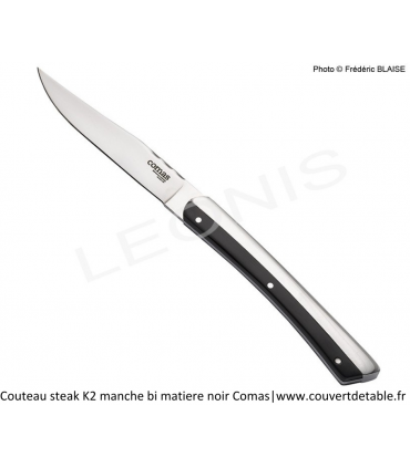 Couteau Steak K2, manche bi matière inox-nacrine | www.couvertdetable.fr
