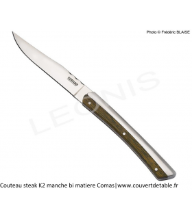 Couteau Steak K2, manche bi matiere inox-bois|www.couvertdetable.fr