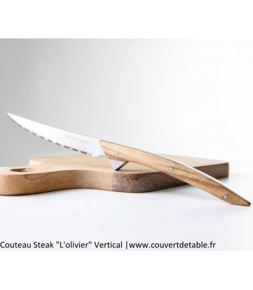 Couteau Steak Vertical Olivier - Eternum | www.couvertdetable.fr