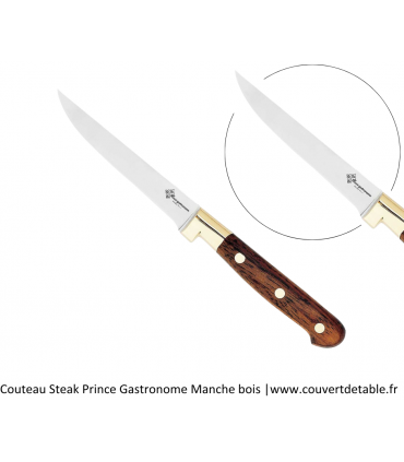 Couteau Steak Prince Gastronome, manche palissandre |www.couvertdetable.fr