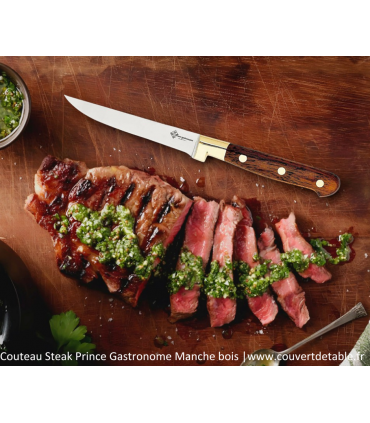 Couteau Steak Prince Gastronome, manche palissandre |www.couvertdetable.fr
