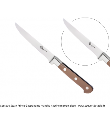 Couteau Steak Prince gastronome, manche nacrine marron glace | www.couvertdetable.fr