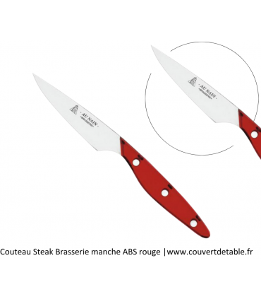 Couteau Steak Brasserie manche ABS rouge| www.couvertdetable.fr