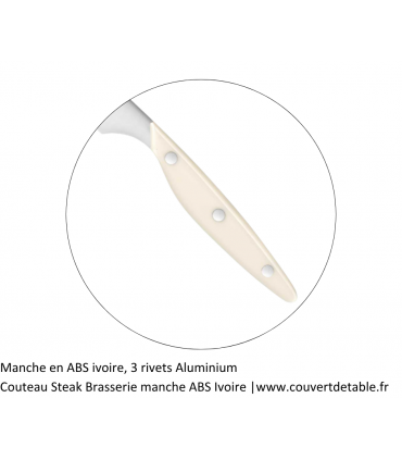 Couteau Steak Brasserie manche ABS Ivoire| www.couvertdetable.fr