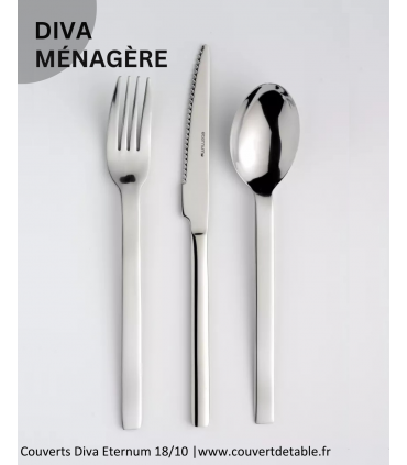 Ménagère Diva 24-48 pièces Eternum inox, couvert Diva eternum 18/10| www.couvertdetable.fr