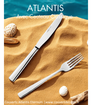 Ménagère Atlantis 24-48 pièces Eternum inox, couteau table Atlantis manche classique| www.couvertdetable.fr