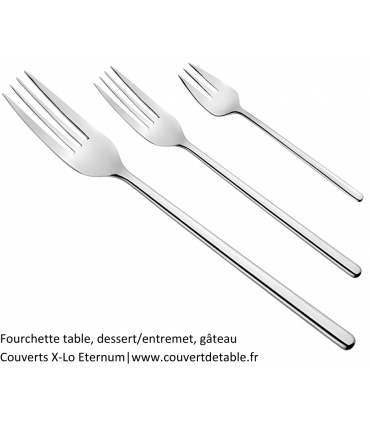 Fourchette de table, dessert/entremet, gâteau  couvert X-LO eternum 18/10| www.couvertdetable.fr