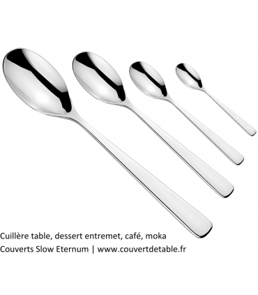 Cuillère table, dessert entremet, café, moka couvert Slow eternum 18/10 | www.couvertdetable.fr