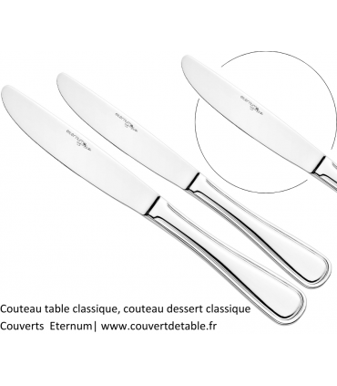 Couteau table classique, couteau dessert classique couvert Anser eternum 18/10 | www.couvertdetable.fr
