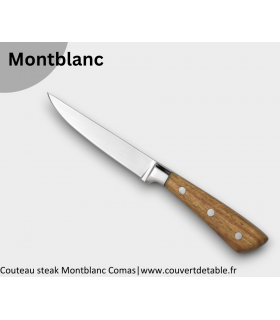 Couteau steak Montblanc manche bois 3 rivets | www.couvertdetable.fr