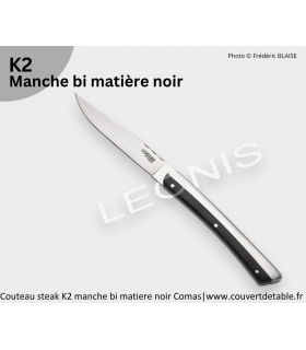 Couteau Steak K2, manche bi matière inox-nacrine | www.couvertdetable.fr