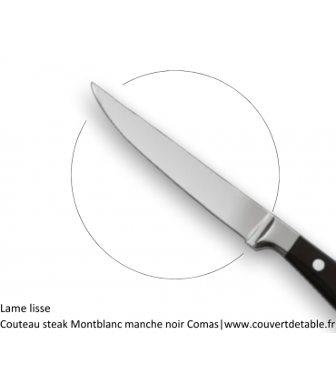 Couteau steak Montblanc manche noir 3 rivets | www.couvertdetable.fr
