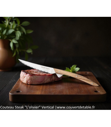 Couteau Steak Vertical Olivier - Eternum | www.couvertdetable.fr