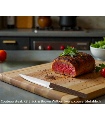 Couteaux steak K8 manche marron Comas| www.couvertdetable.fr