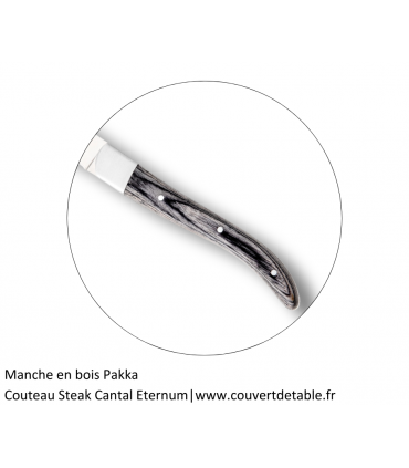 Couteau Steak Cantal, manche bois Pakka| www.couvertdetable.fr