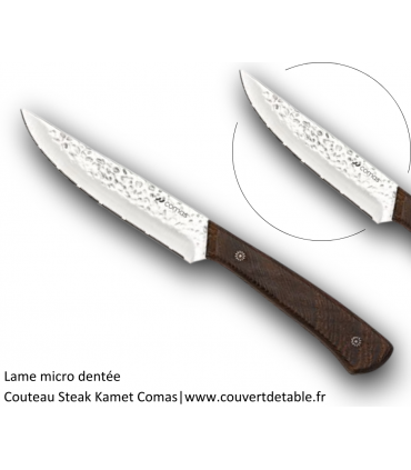 Couteau Steak Kamet, manche bois Wenge, rivets étoilés| www.couvertdetable.fr
