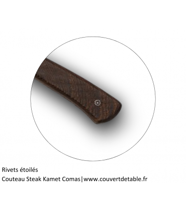 Couteau Steak Kamet, manche bois Wenge, rivets étoilés| www.couvertdetable.fr