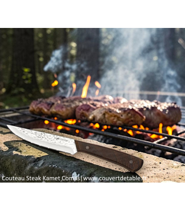 Couteau Steak Kamet, manche bois Wenge, rivets étoilés| www.couvertdetable.fr