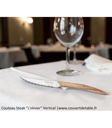 Couteau Steak Vertical Olivier - Eternum | www.couvertdetable.fr