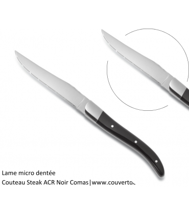 Couteau Steak ACR, manche Noir| www.couvertdetable.fr