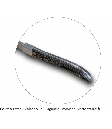 Couteau steak Volcano manche bois 3 rivets | www.couvertdetable.fr