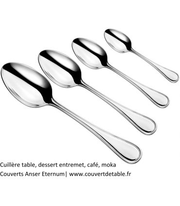 Anser, cuillère table, moka, cafe, dessert, couverts inox Eternum inox 18/10 |  www.couvertdetable.fr