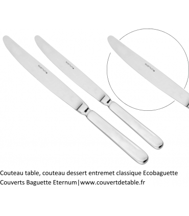 Baguette Signature, couteau de table ecobaguette manche classique couvert inox Eternum  |  www.couvertdetable.fr