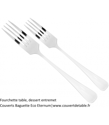 fourchette table, dessert entremet Baguette Eco, couvert inox 18/0 Eternum |  www.couvertdetable.fr