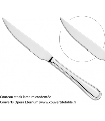 Opera, couteau steak lame micro dentée, couverts inox Eternum |  www.couvertdetable.fr