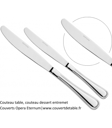Opera, couteau de table, couverts inox Eternum  |  www.couvertdetable.fr