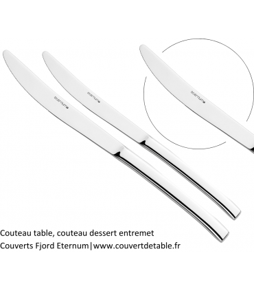couteau table, dessert entremet Fjord, couverts inox Eternum  |  www.couvertdetable.fr