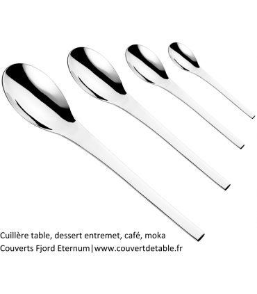 cuillère table, dessert entremet, café, moka Fjord, couverts inox 18/10 Eternum  |  www.couvertdetable.fr