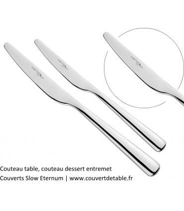 couteau table, dessert entremet, couverts Slow Eternum inox | www.couvertdetable.fr