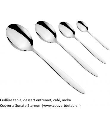 Sonate, cuillère table, dessert entremet, cafe, moka - couvert inox 18/10 Eternum  |  www.couvertinox.fr
