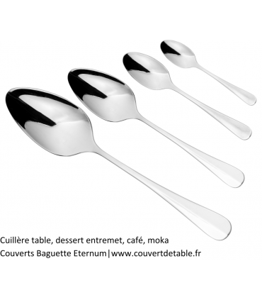 Baguette Signature, cuillère table, dessert entremet, café, moka - couvert inox 18/10 Eternum  |  www.couvertdetable.fr