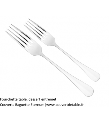 Baguette Signature, fourchette table, dessert entremet - couvert inox 18/10 Eternum  |  www.couvertdetable.fr