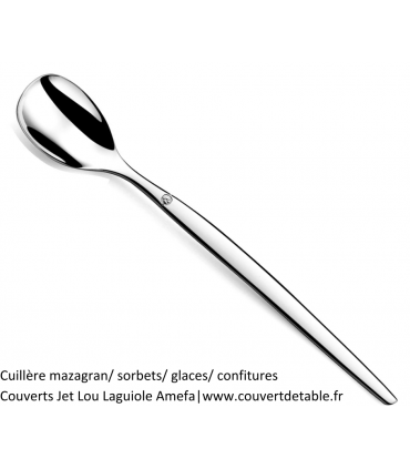 Cuillère mazagran/ sorbets/ glaces/ confitures, couvert jet lou laguiole 18/0 | www.couvertdetable.fr
