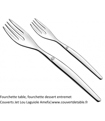 fourchette table, fourchette dessert entremet couvert jet lou laguiole 18/0 | www.couvertdetable.fr