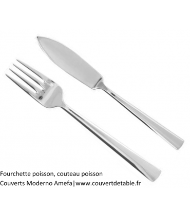 fourchette poisson, couteau poisson, couvert Moderno inox 18/10 Amefa | www.couvertdetable.fr