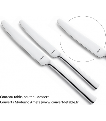 couteau table, couteau dessert, couvert Moderno inox 18/10 Amefa | www.couvertdetable.fr